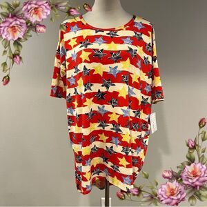 LuLaRoe Irma short sleeve fireworks print oversized top size small